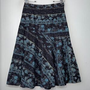 LA Boutique Size 10 Corduroy Midi Flare Skirt Boho Metallic Dark Fairy Gothic